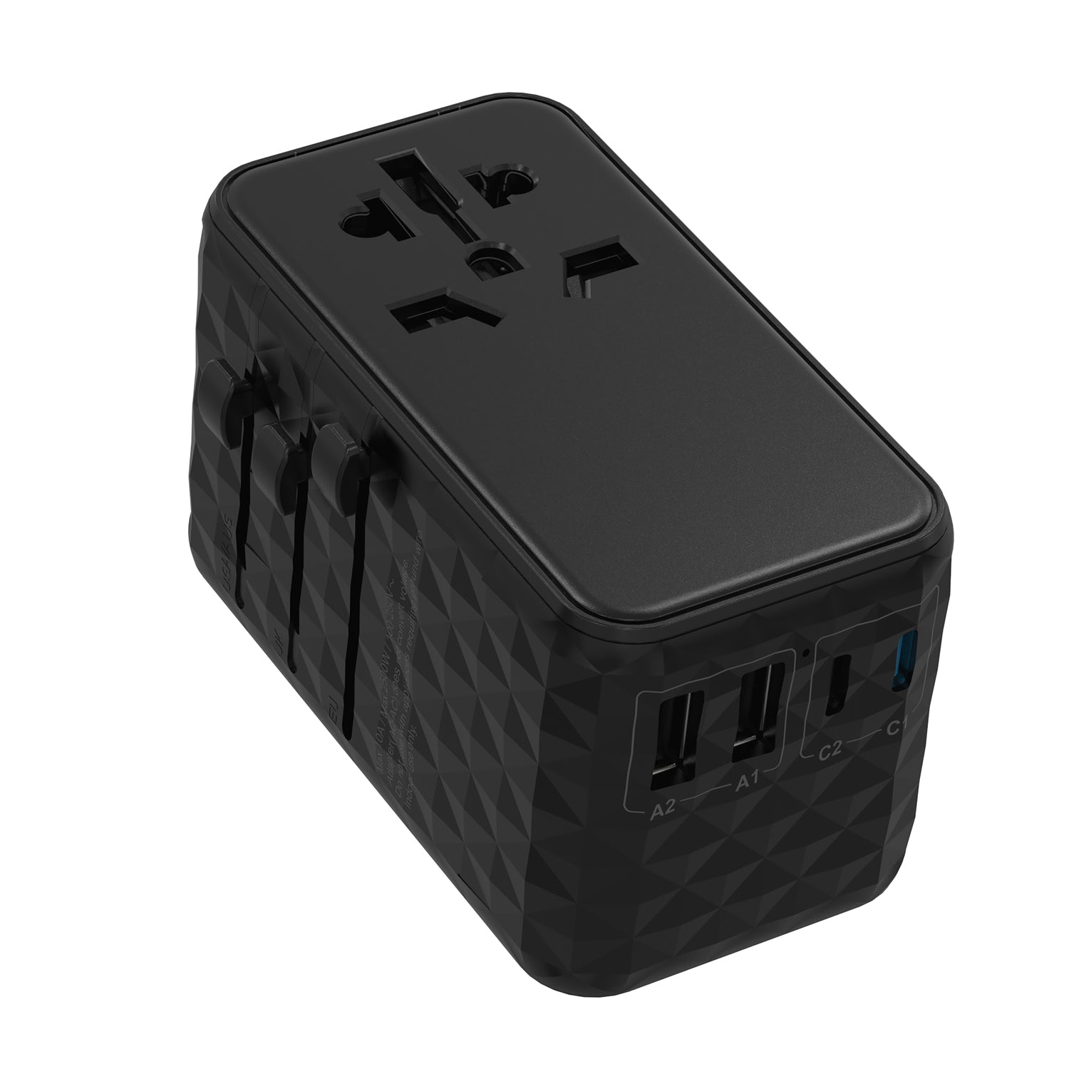 Powerology Universal GaN Super Charger 100W X2 Type C port and X2 USB A 15W port - Black