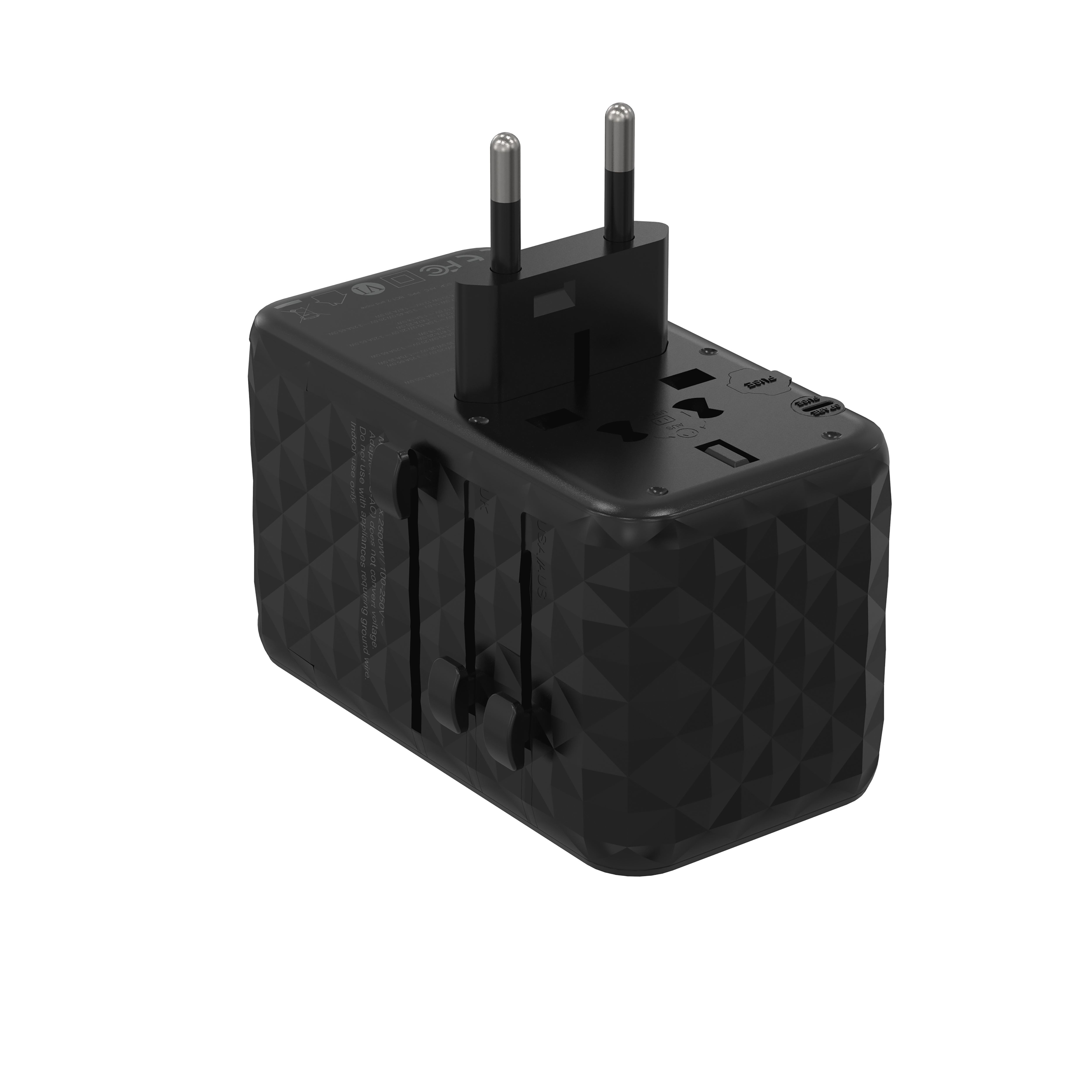 Powerology Universal Adapter 140W X2 Type C port and X2 USB A 15W port - Black