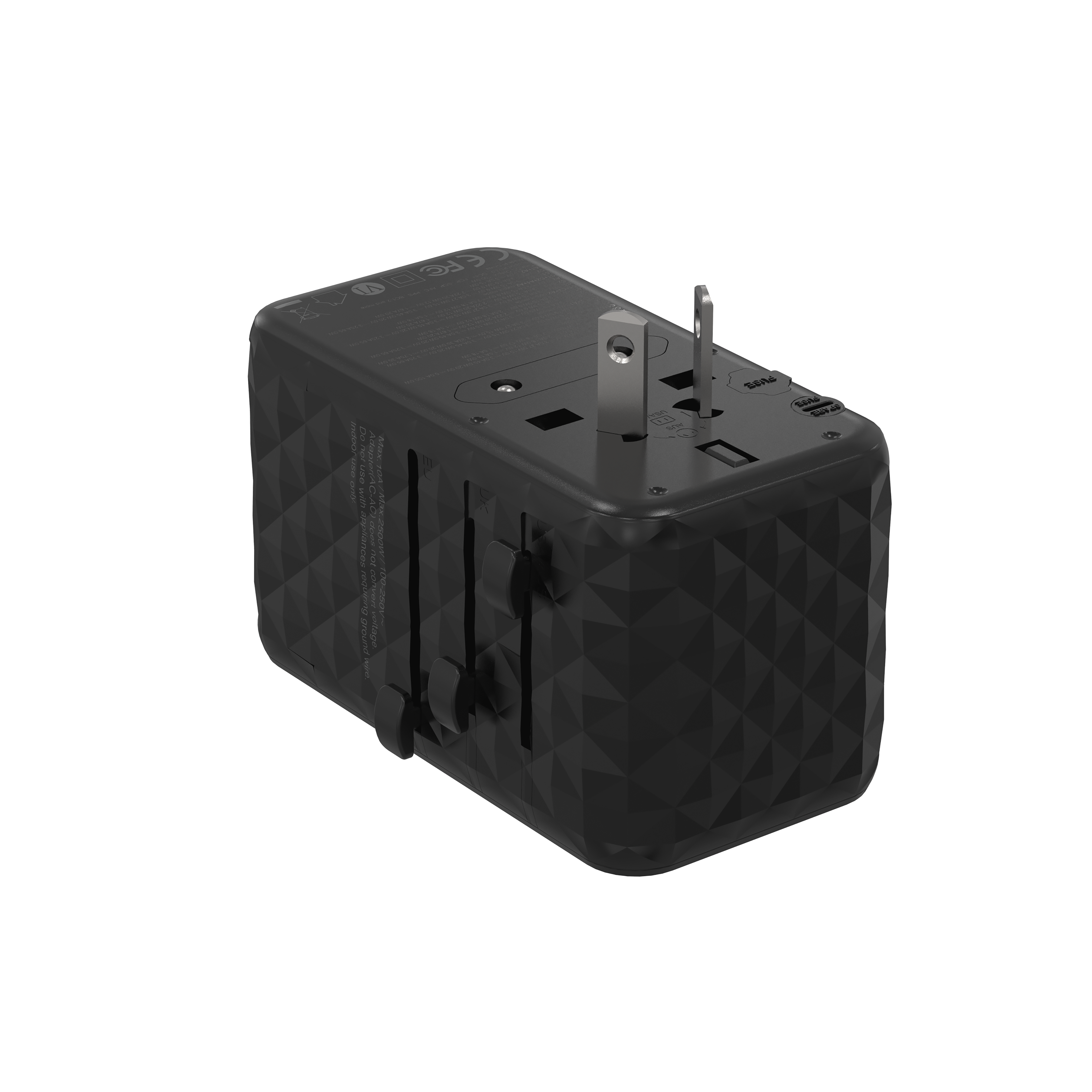 Powerology Universal Adapter 140W X2 Type C port and X2 USB A 15W port - Black