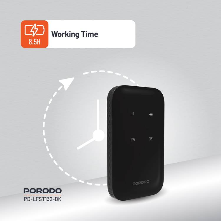 Porodo MIFI 4G Wireless Router 3000mAh Type-CBlack
