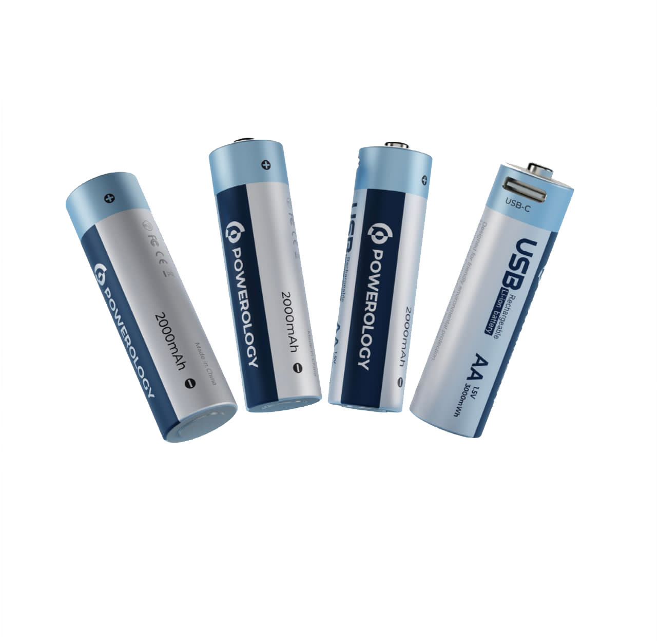 Powerology USB Rechargeable Lithium-ion Battery AA 1500mAh / 2250mWh - 4pcs/Pack - TECH STREET