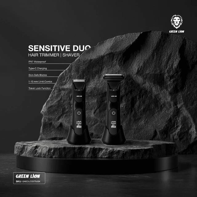 Green Lion Sensitive Duo - Hair Trimmer & Shaver - Black