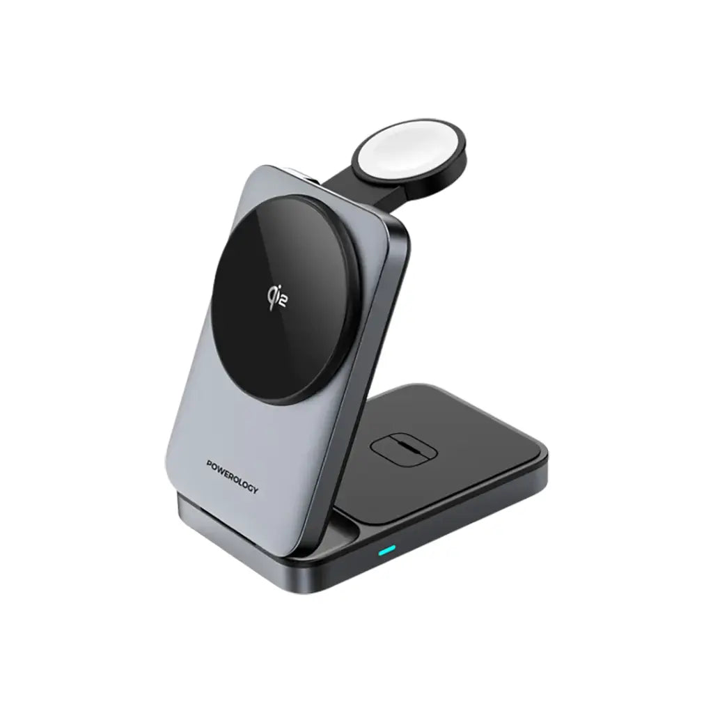 Powerology 3-in-1 Foldable Magnetic Wireless Charging Bracket - Black