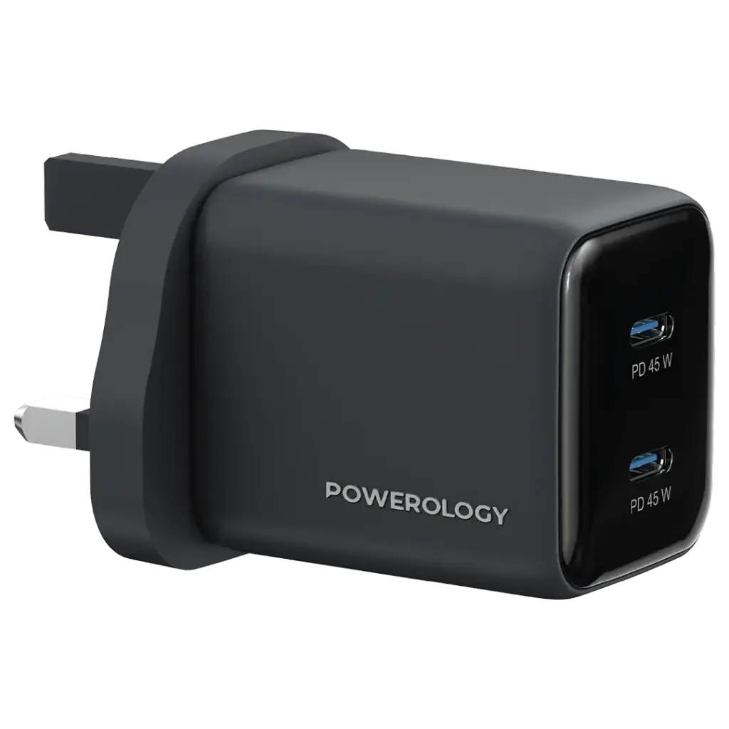 Powerology - Volt-X 45W Dual-Port GaN Wall Charger - Black