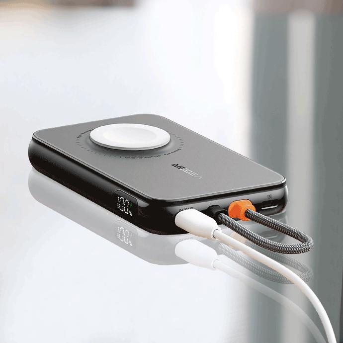 Porodo 5000mAh Slim Powerbank PD 20W with 1*Type-C 1*Lightning Port & Watch Charger