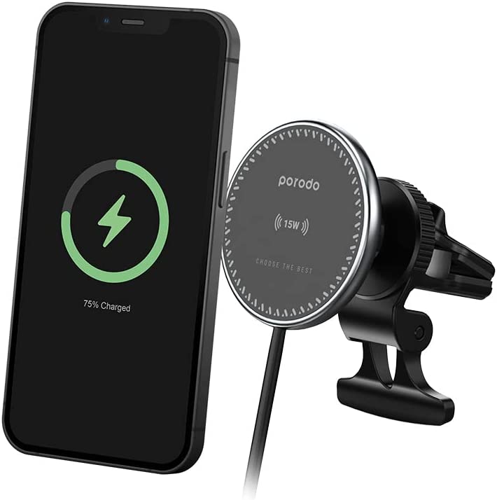 Porodo 3 in 1 Car Charger Mount 20W PD with Fast Wireless Charger 15W