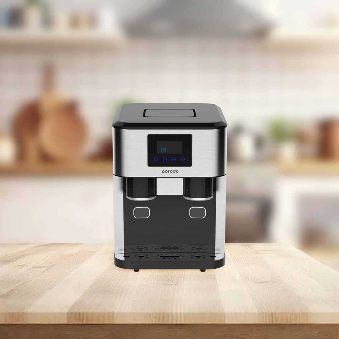 Porodo 3 in 1 Ice Maker with Crusher and Cold Water Dispenser - Black