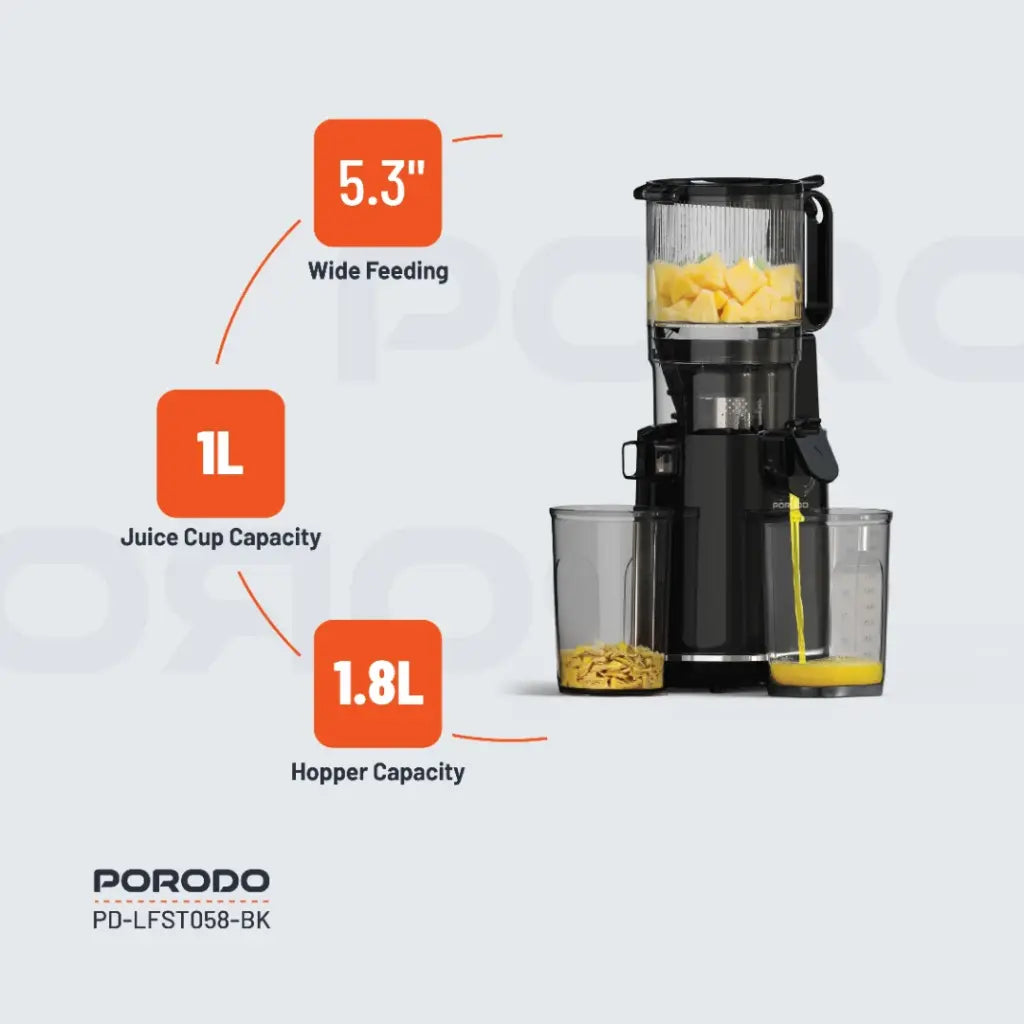 Porodo Lifestyle Slow Juicer 250W - Black