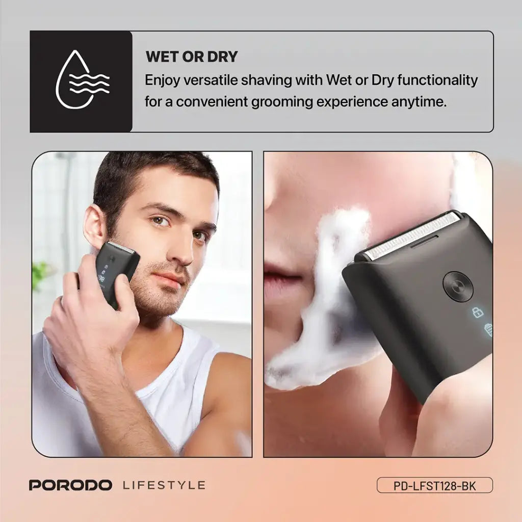 Porodo Lifestyle IPX7 Portable Travel Shaver 600mAh - Black