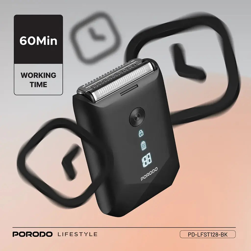 Porodo Lifestyle IPX7 Portable Travel Shaver 600mAh - Black
