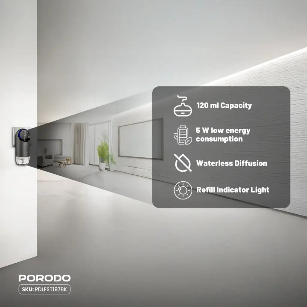 Porodo Lifestyle Wall Plug-In Essential Oil Diffuser - TECH STREET