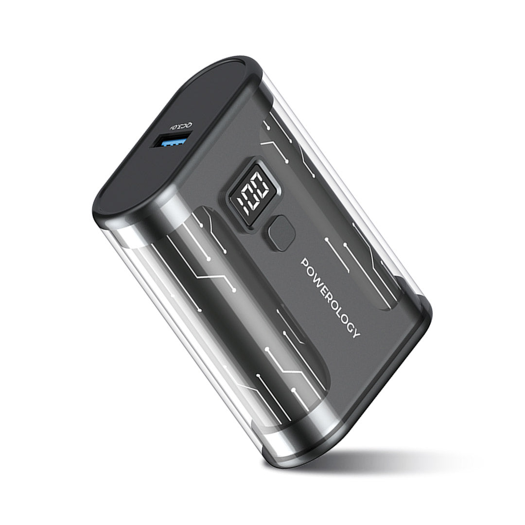 Powerology Crystalline Series Powerbank 10000mAh PD 35W - Transparent/Grey