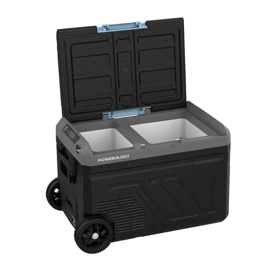 Powerology Portable Fridge 40L with Dual Compartment and Trolly