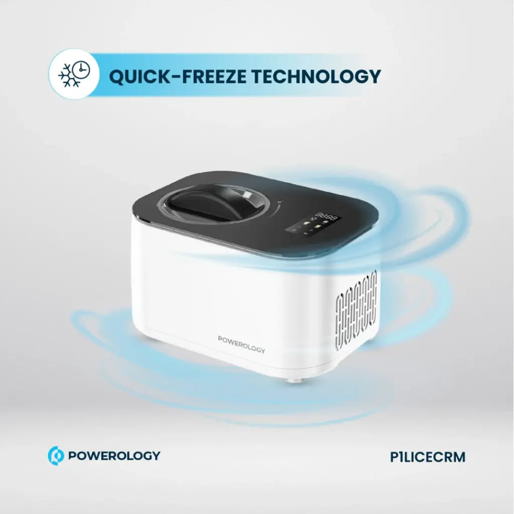Powerology 1L Ice Cream Machine with Touch Display - White