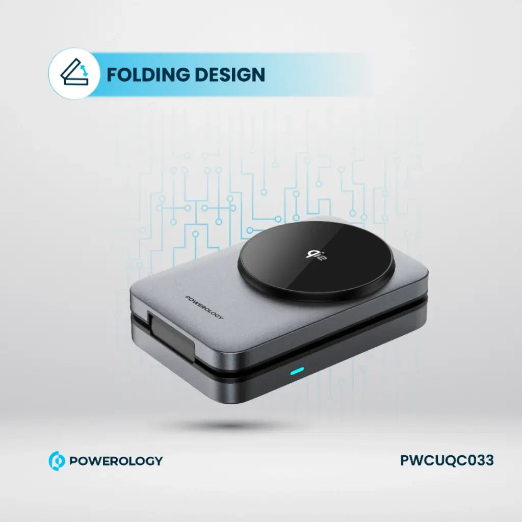 Powerology 3-in-1 Foldable Magnetic Wireless Charging Bracket - Black