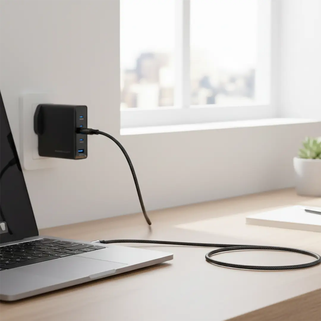 Powerology Volt-X 200W Multi-Port Gan Adapter - Black