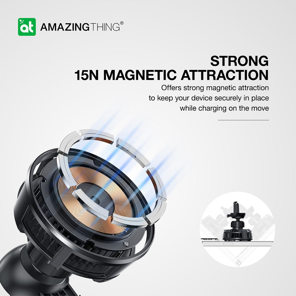 AMAZINGthing THERMO-COOLING MAG 15W CAR MOUNT WITH 1.2M USB-C TO USB-C CABLE - BLACK