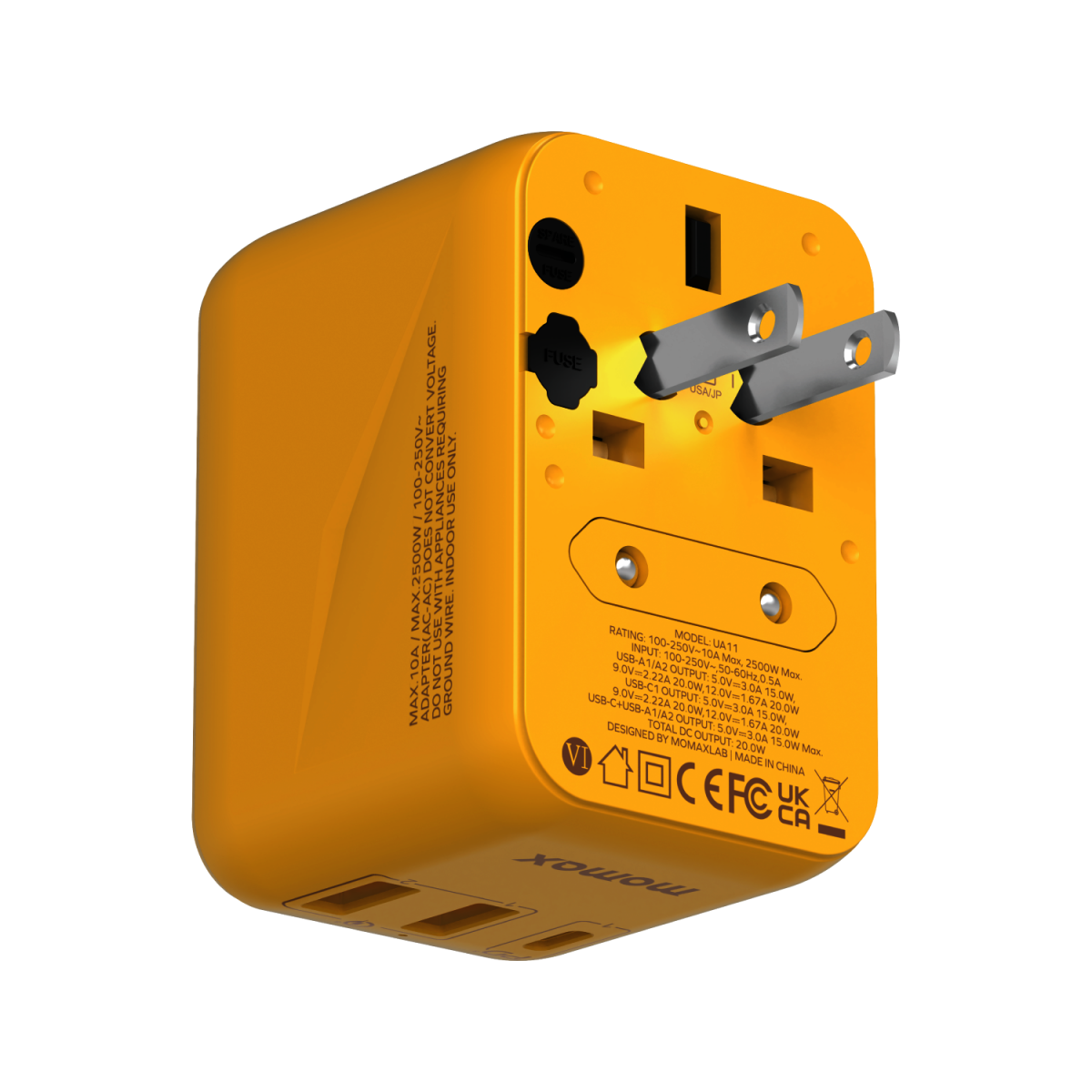 MOMAX 1-WORLD 20W 3 PORT AC TRAVEL ADAPTER
