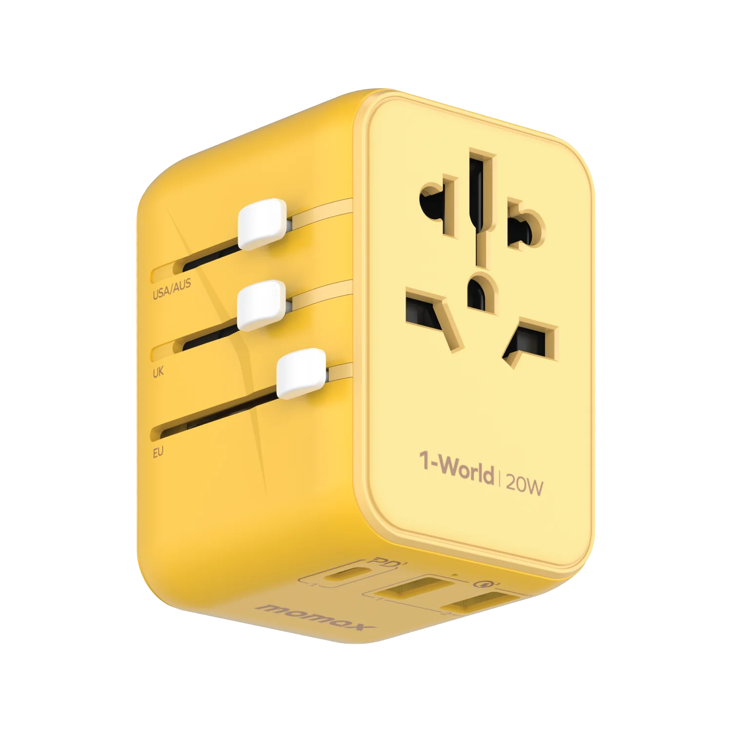 MOMAX 1-WORLD 20W 3 PORT AC TRAVEL ADAPTER