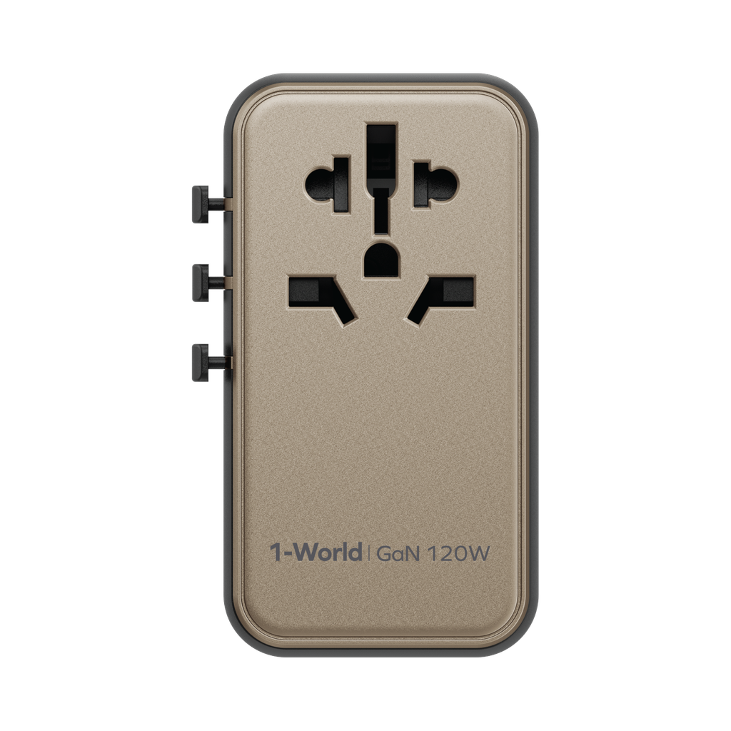 MOMAX 1-WORLD 120W GAN 4 PORTS AC TRAVEL ADAPTER WITH 100W USB-C TO USB-C CABLE