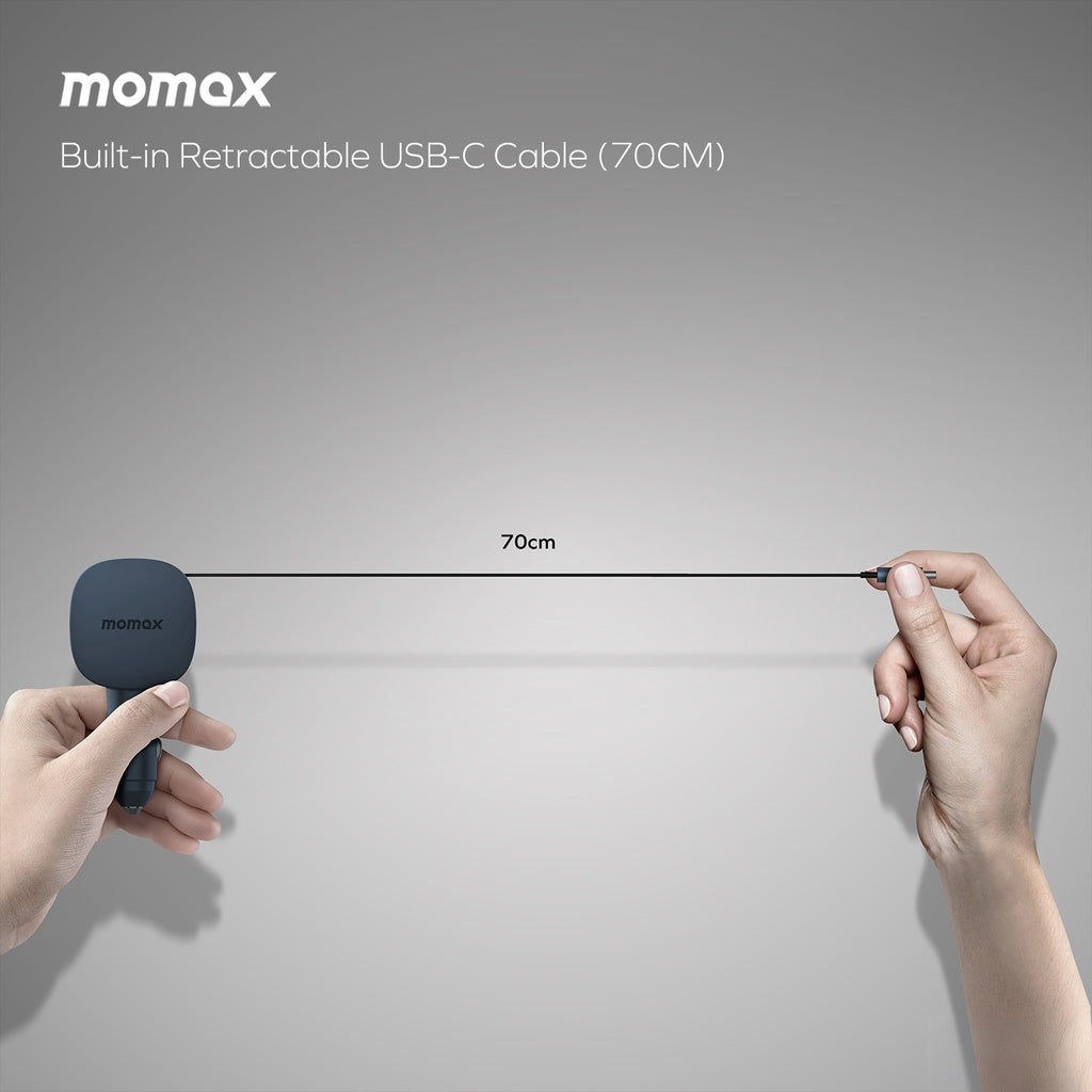 MOMAX 1-MOVE+ 60W 2-PORT CAR CHARGER WITH BUILT-IN RETRACTABLE CABLE