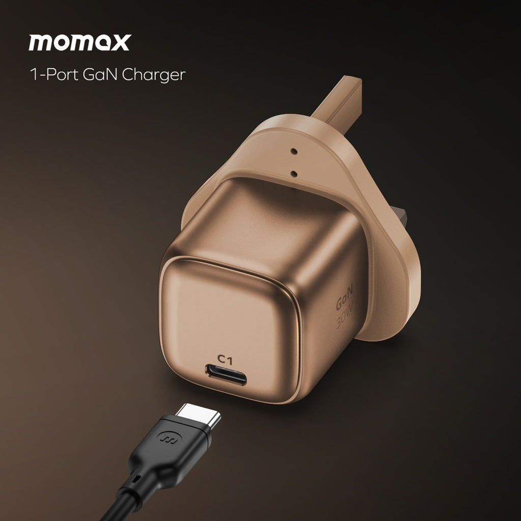 MOMAX 1-CHARGE GAN 30W 1 PORT CHARGER (Color: ROSE GOLD)