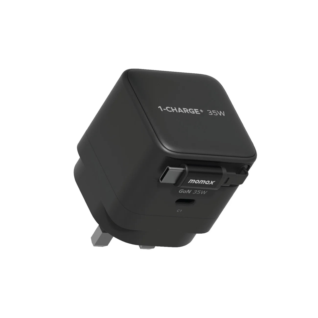Momax 1-Charge 1-Port GaN Charger With Built-In USB-C Cable 35W