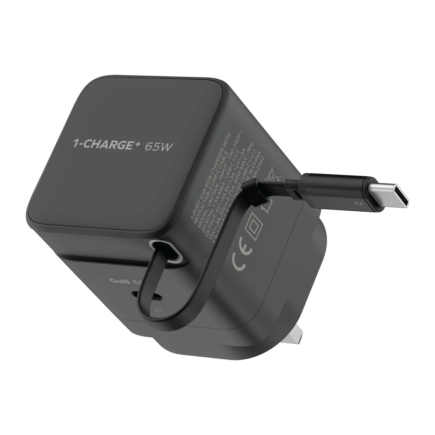 Momax 1-Charge 1-Port GaN Charger With Built-In USB-C Cable 65W