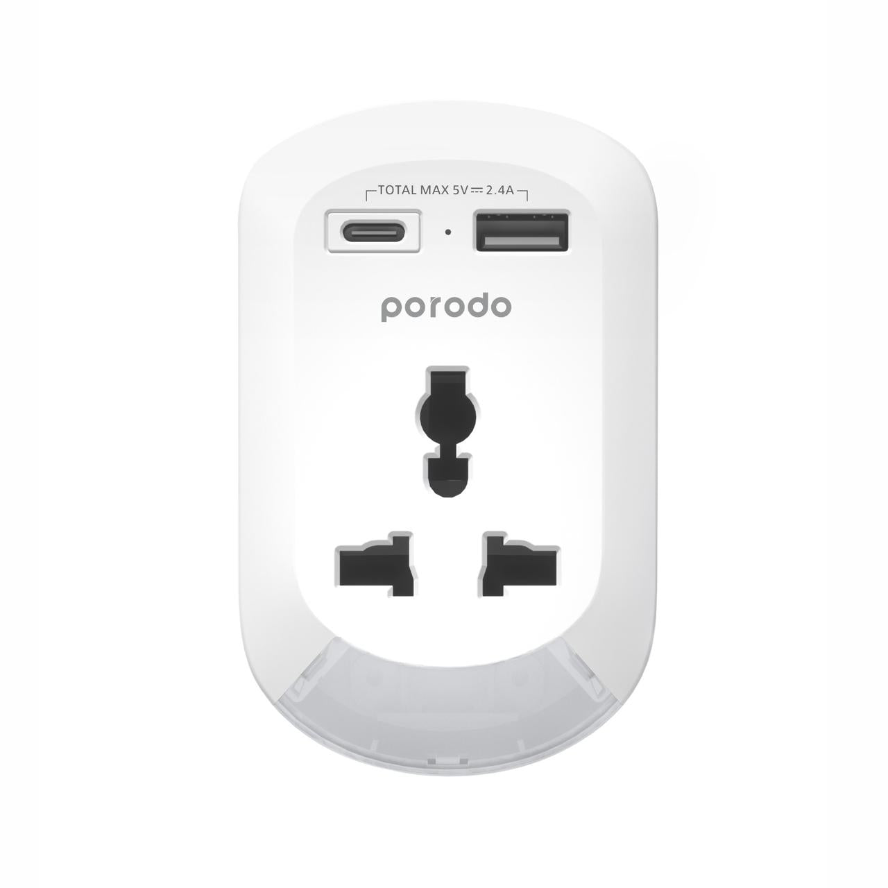 Porodo 3in1 Multi-type Socket with AC USB-A Type C UK - White