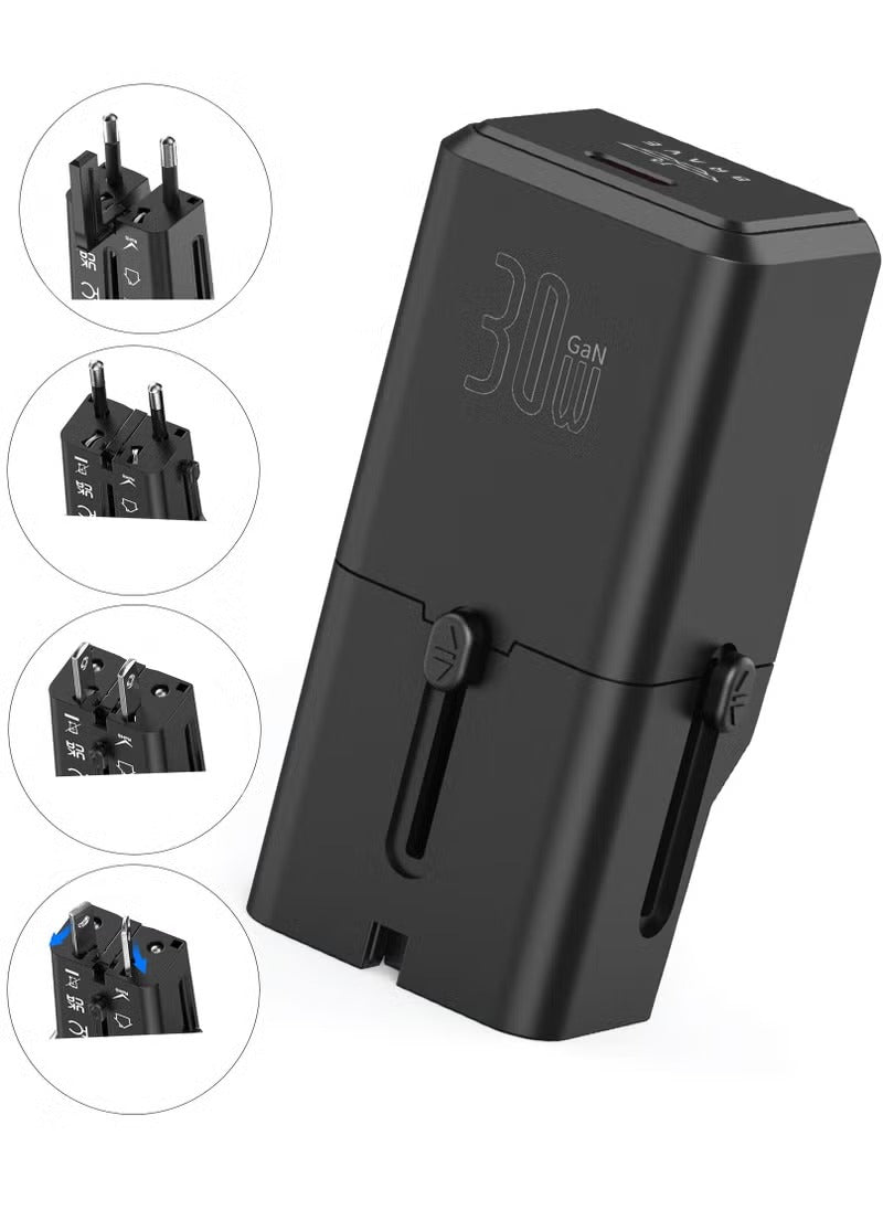 Brave Universal Travel Adapter GaN2-30W, Type C Travel Adapter with PD3.0 Fast Charging,