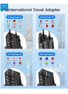Brave Universal Travel Adapter GaN2-30W, Type C Travel Adapter with PD3.0 Fast Charging,