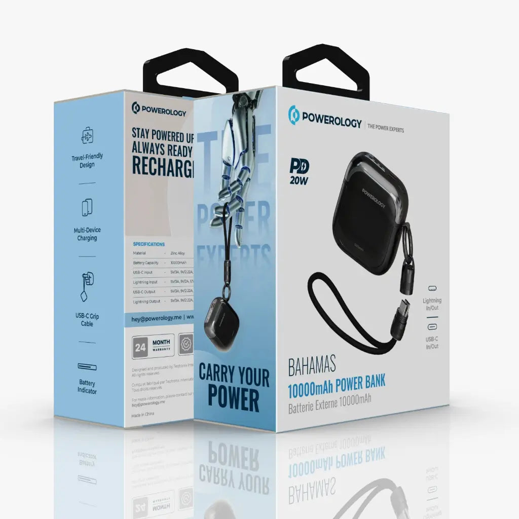 Powerology - Bahamas 10000mAh with PD22.5W Type C & 20W Lightning Input and Output - TECH STREET