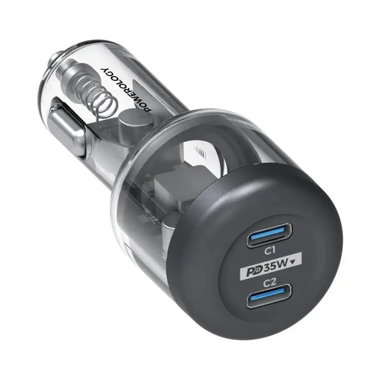 Powerology crystalline series car charger PD35W - Transparent/Grey