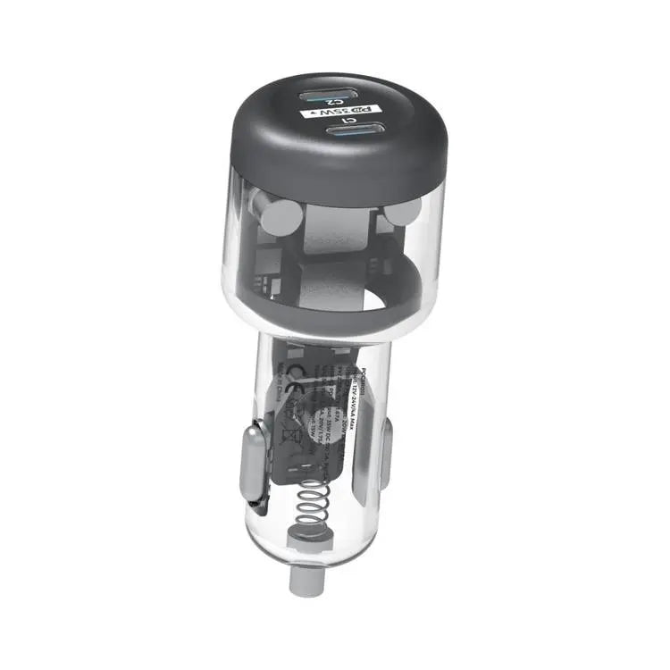 Powerology crystalline series car charger PD35W - Transparent/Grey