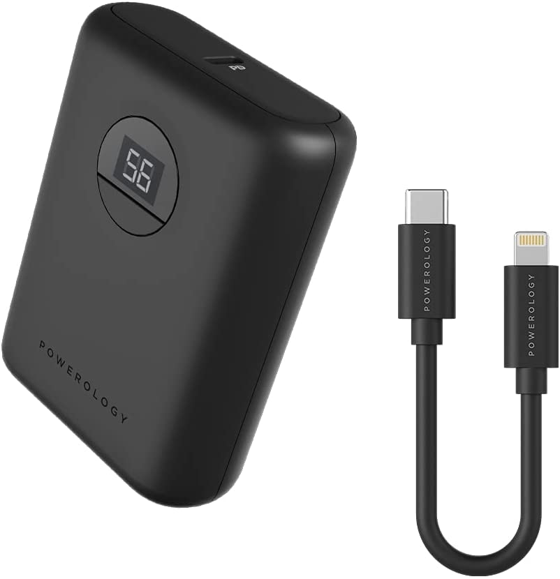 Powerology Ultra-Compact Power Bank 10000mAh PD 20W with USB-C to Lightning Cable 0.9M