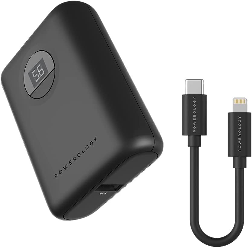 Powerology Ultra-Compact Power Bank 10000mAh PD 20W with USB-C to Lightning Cable 0.9M