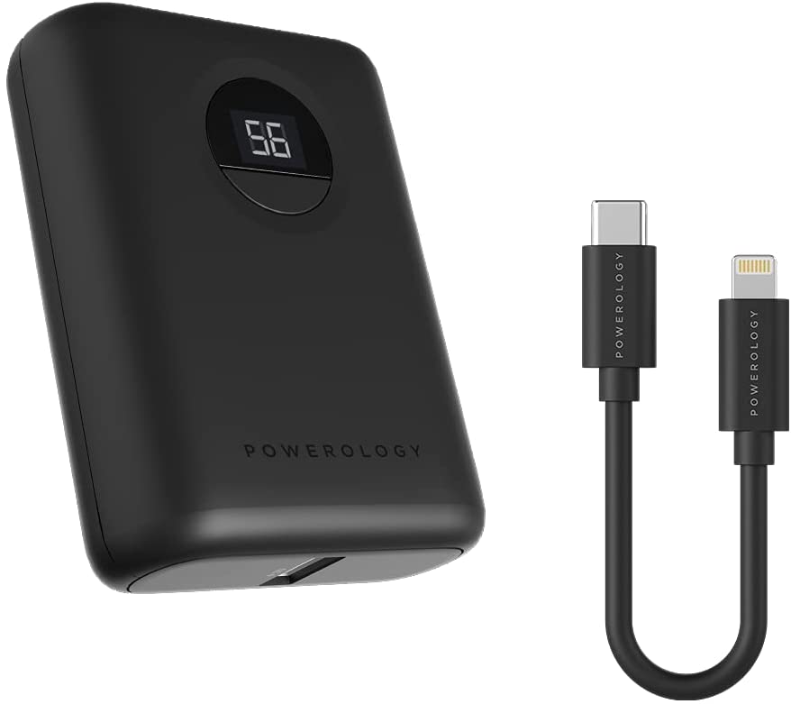 Powerology Ultra-Compact Power Bank 10000mAh PD 20W with USB-C to Lightning Cable 0.9M