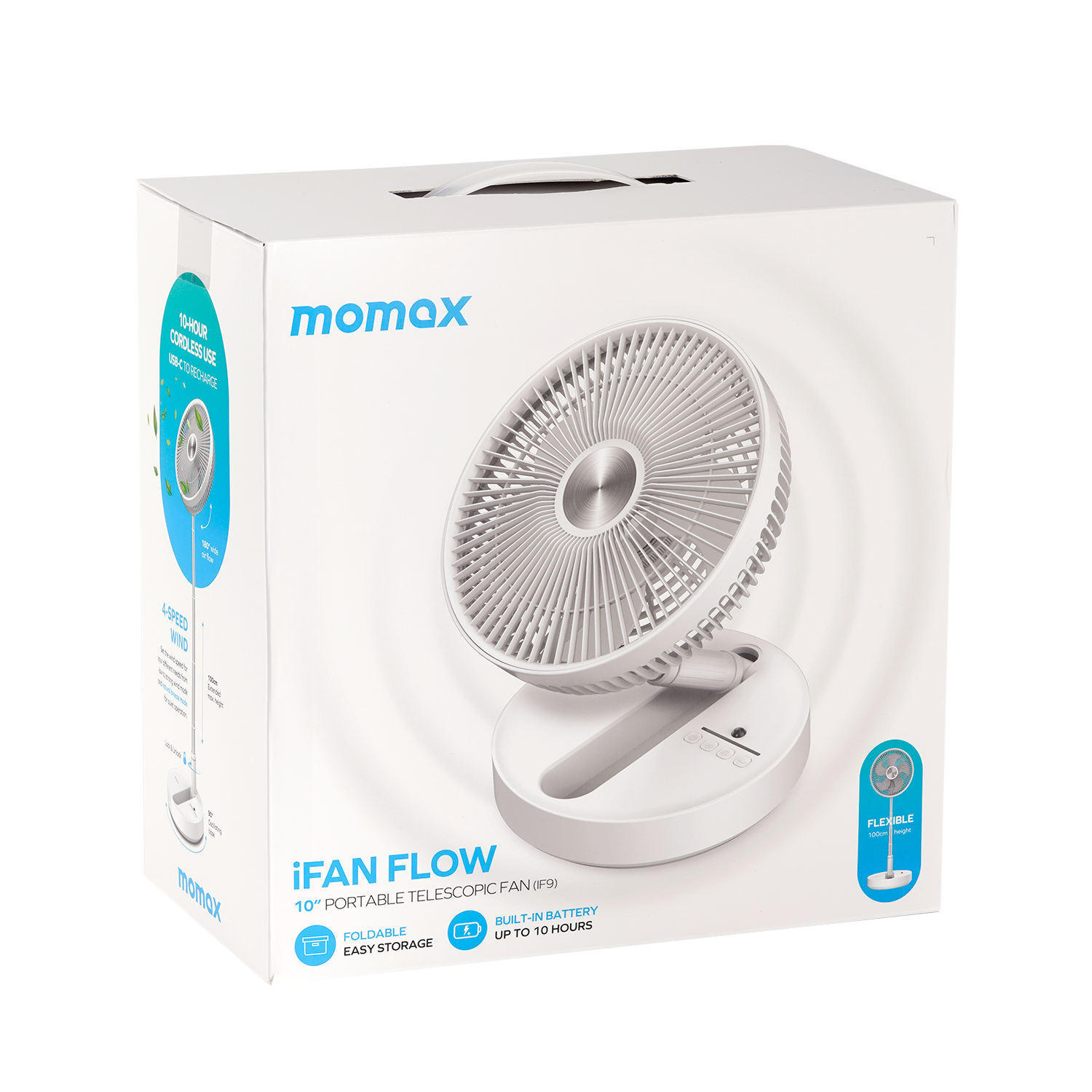 Momax IFAN Flow 10" Portable Telescopic Fan - White