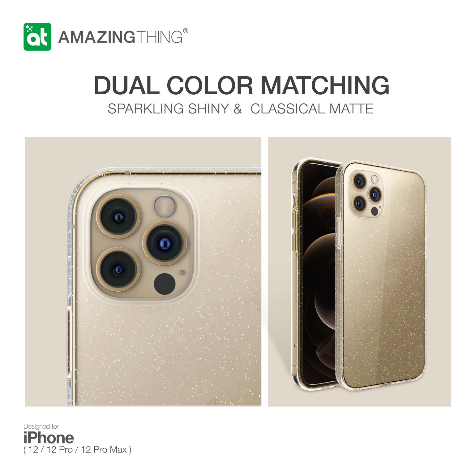 AMAZINGthing Anti-Microbial Quartz Ultra Impact Case for iPhone 12 Pro Max - Flashing Crystal - TECH STREET