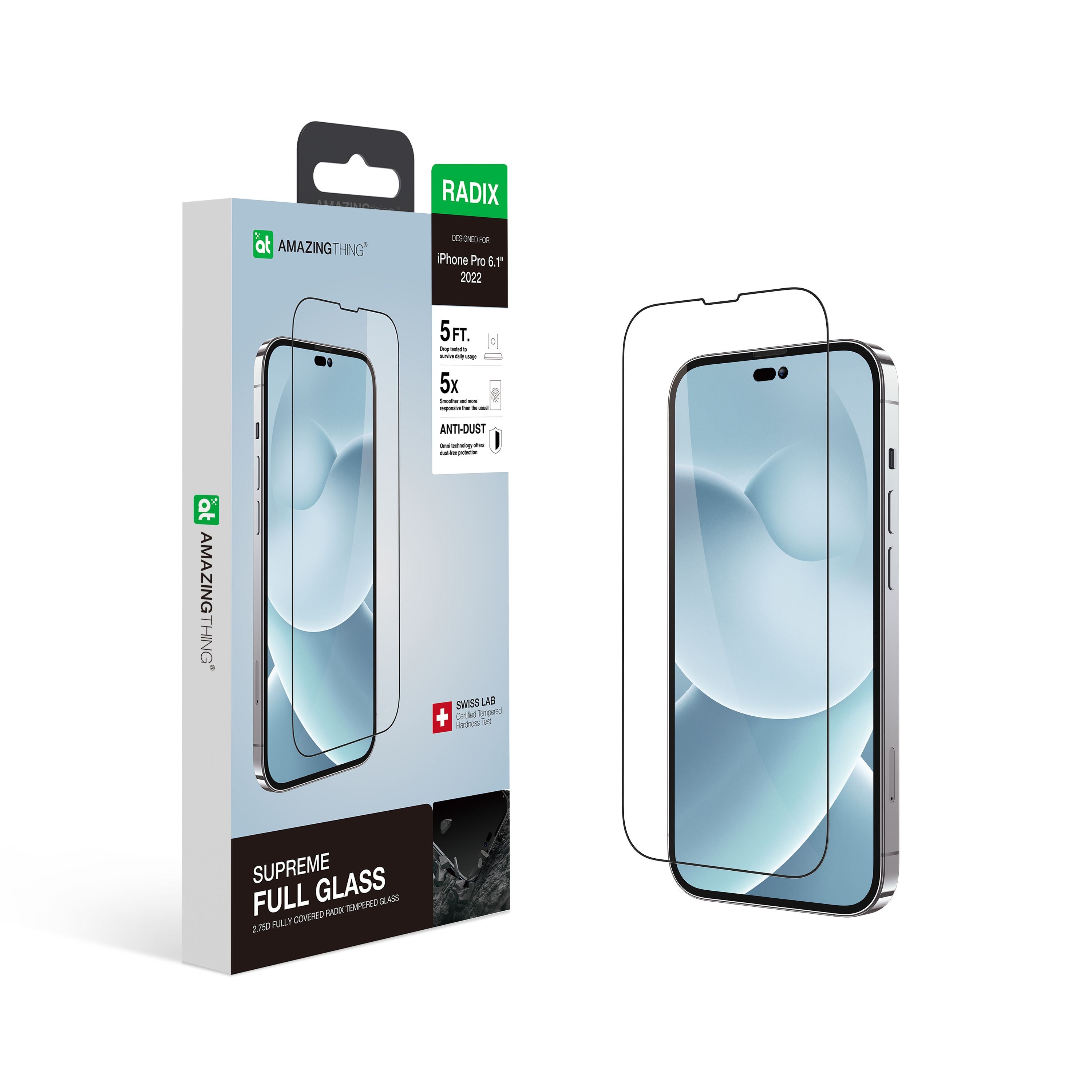 AMAZINGthing 2.7D Full Radix Glass Screen Protector for iPhone 14 6.1 Pro