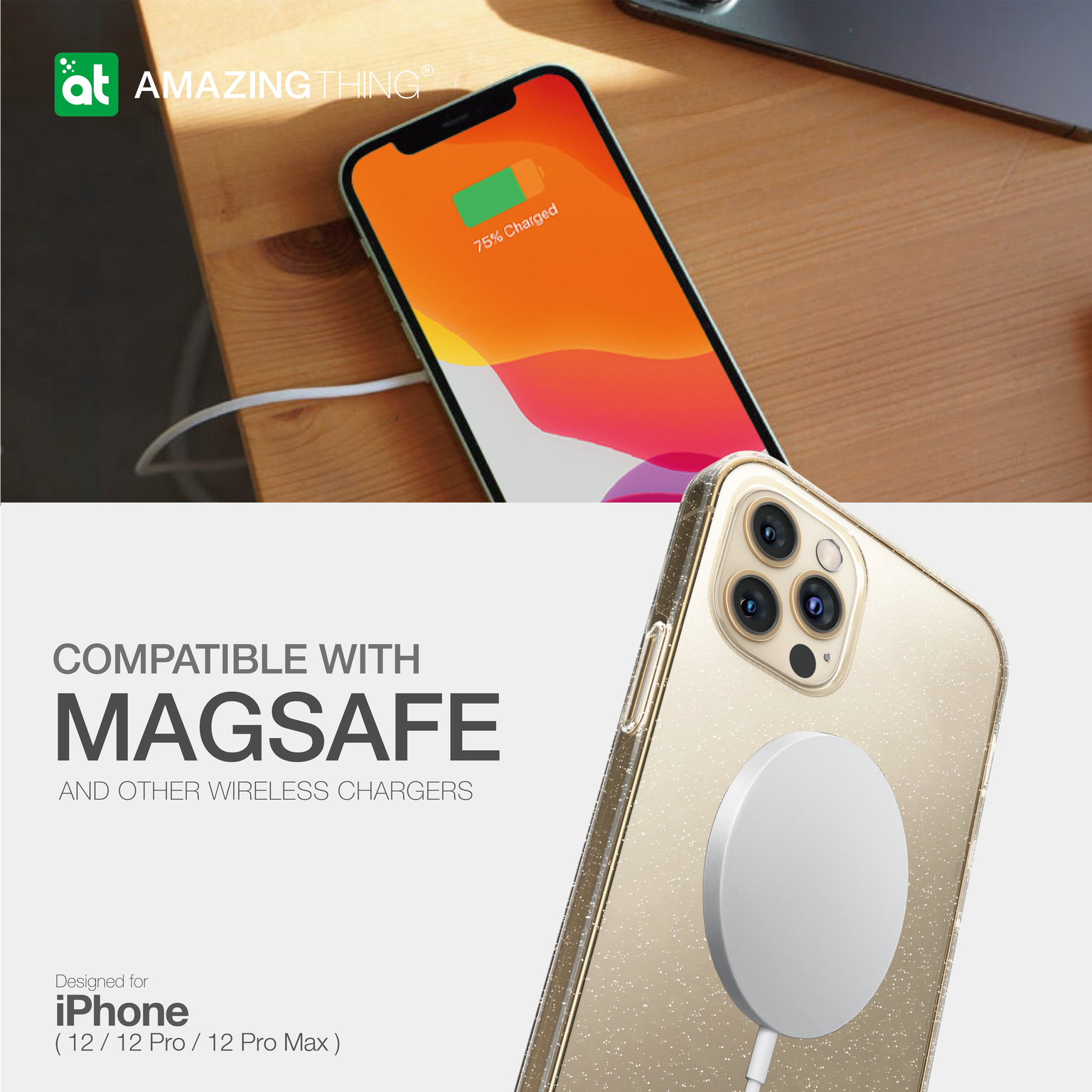 AMAZINGthing Anti-Microbial Quartz Ultra Impact Case for iPhone 12 Pro Max - Flashing Crystal - TECH STREET