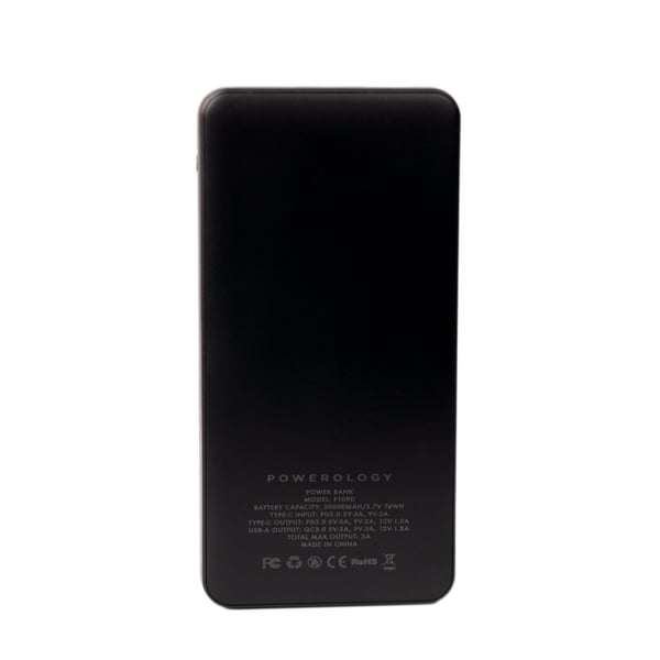 Powerology 20000mah Dual USB 2.1A Powerbank - Black