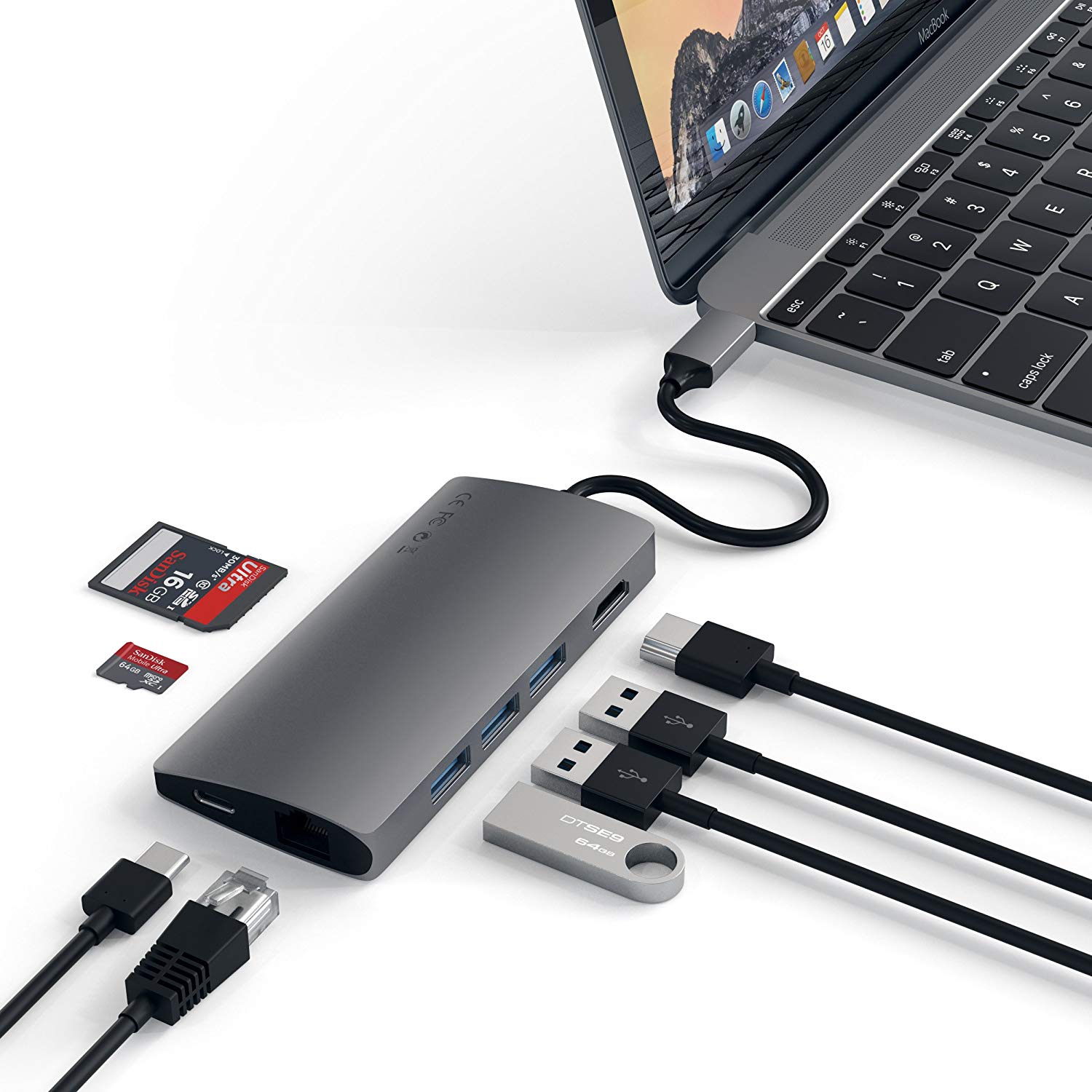 Satechi Hub Type-C Multiport Adapter 4K Ethernet V2 - Space Grey - TECH STREET