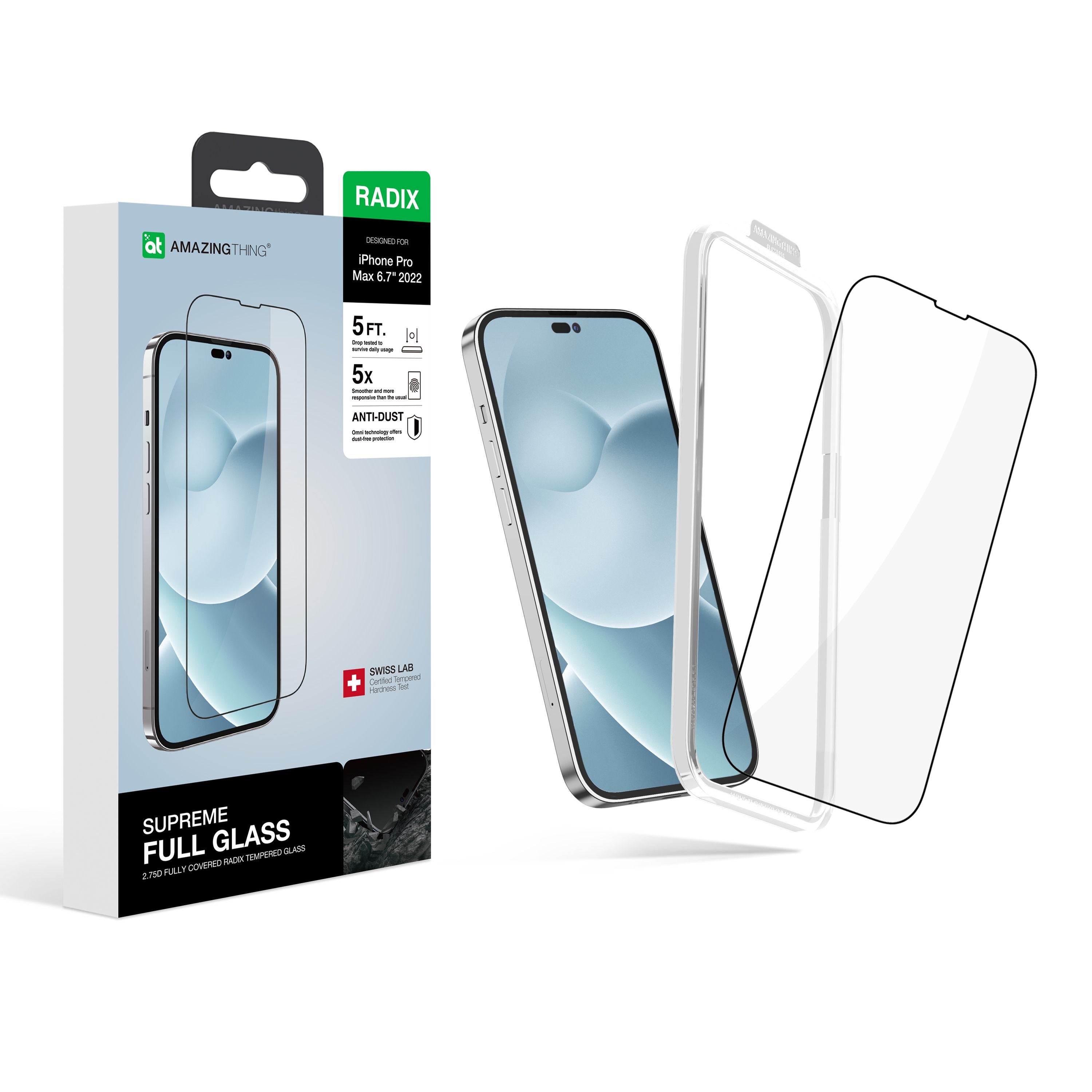 AMAZINGthing 2.7D Full Radix Glass Screen Protector for iPhone 14 6.7 Pro Max
