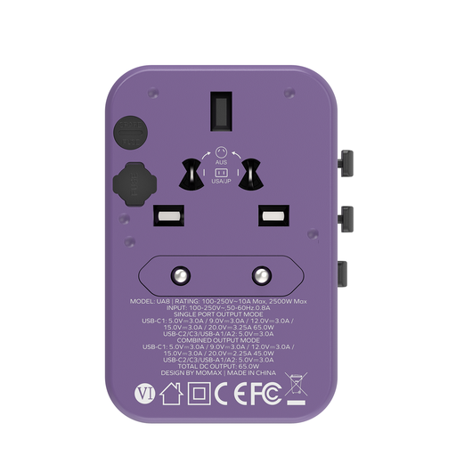 Momax 1-World GAN 5 Ports + AC Travel Adapter 65W