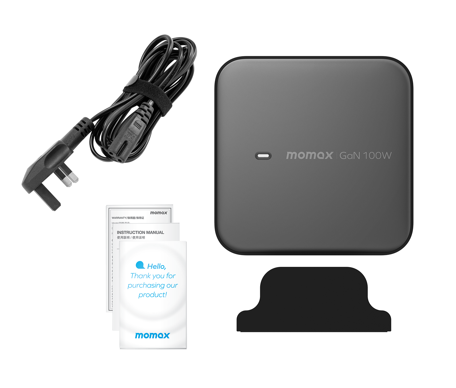 MOMAX ONEPLUG 100W 4-PORT GAN DESKTOP CHARGER BLACK
