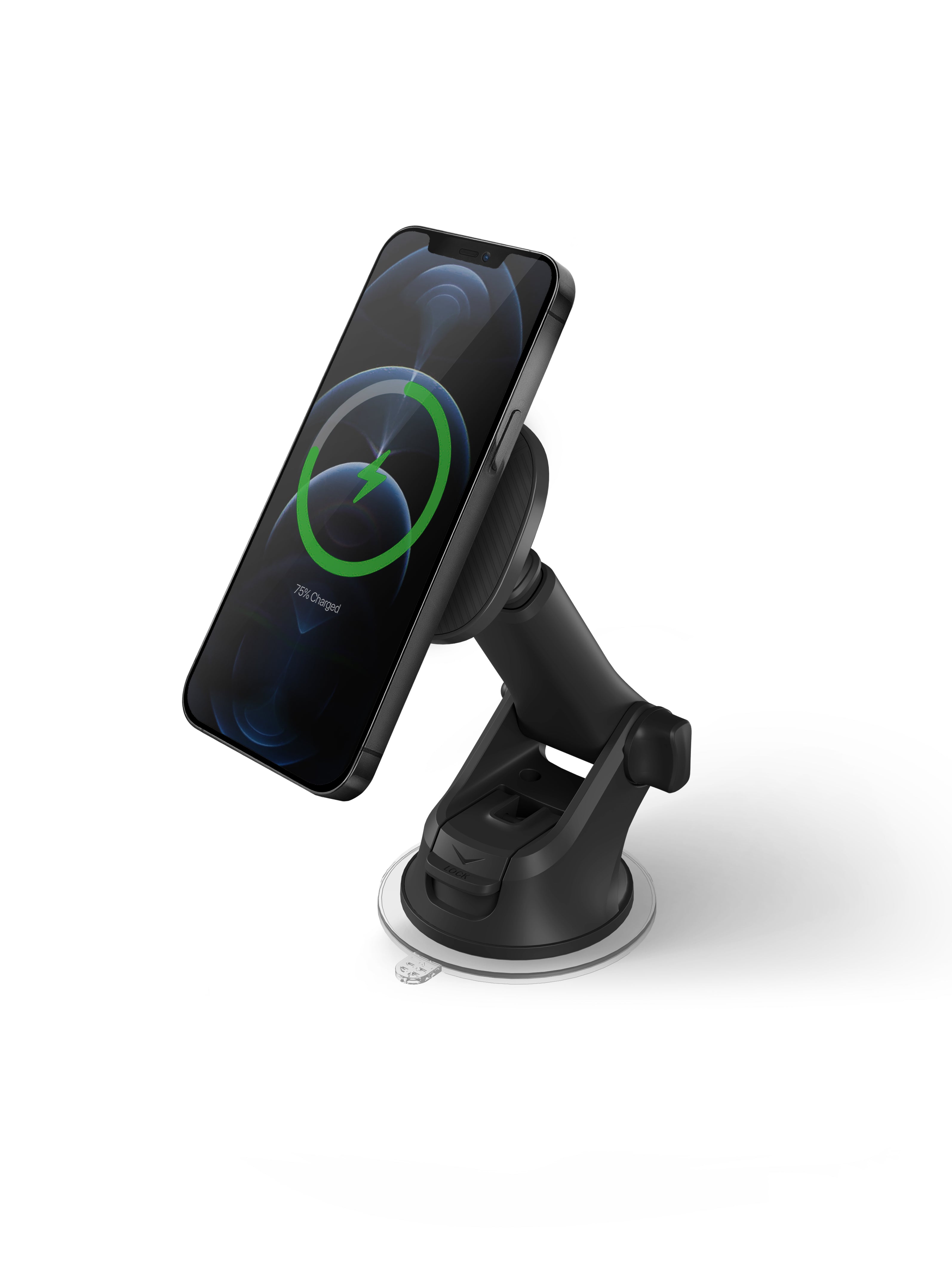 UNIQ Magneo Air Magnetic Wireless Charger + Car Dash Mount Grey