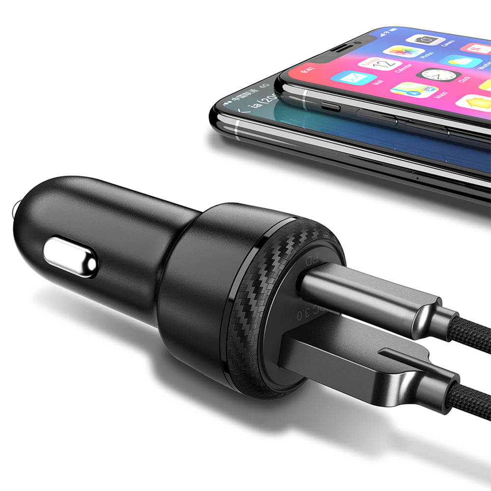 Mcdodo Carbon Fiber Texture 36W USB C QC3.0 2 USB Pd Car Charger