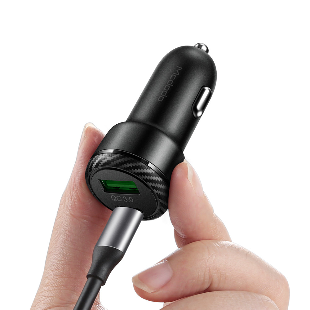 Mcdodo Carbon Fiber Texture 36W USB C QC3.0 2 USB Pd Car Charger