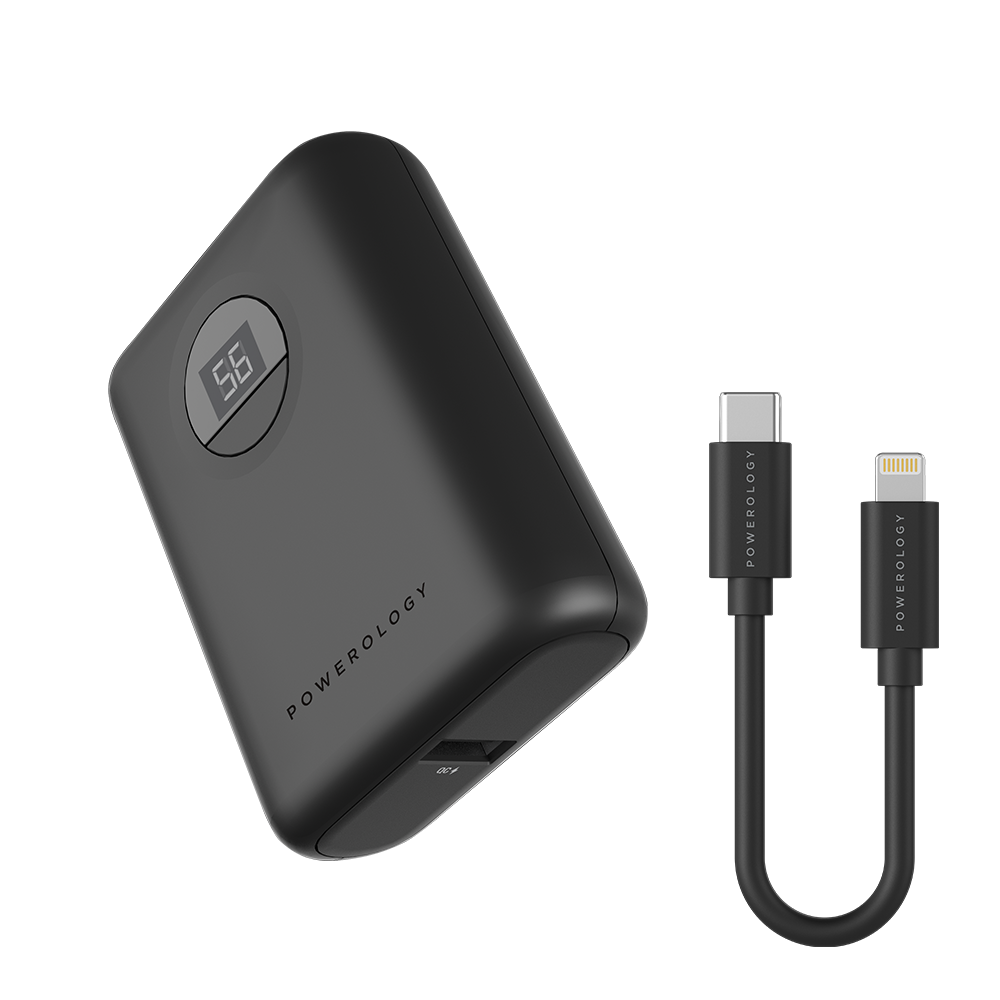 Powerology Ultra-Compact Power Bank 10000mAh PD 20W with USB-C to Lightning Cable 0.9M